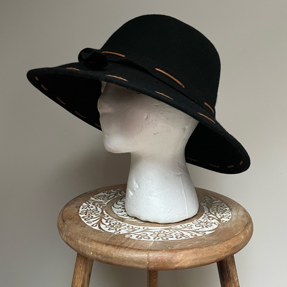 Vintage Felt Wide-Brim Hat